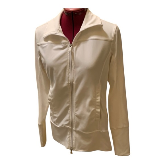 Y2K Nike Fit Dry White Double Zip Front Women's Turtleneck Jacket - Picture 1 of 9